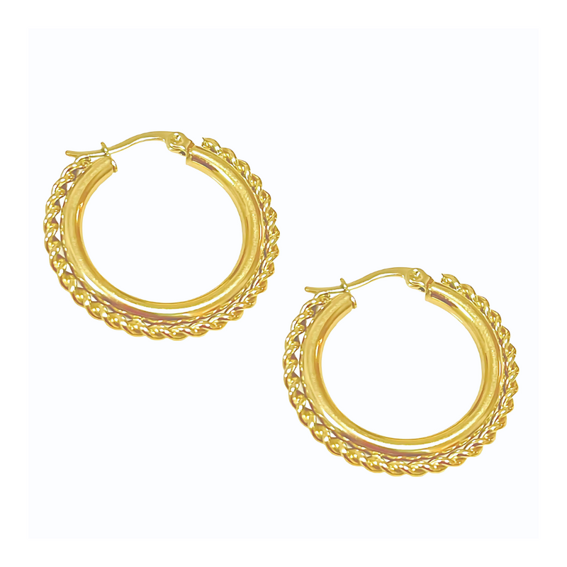 Timeless floral-inspired gold hoop earrings, perfect for daily wear.