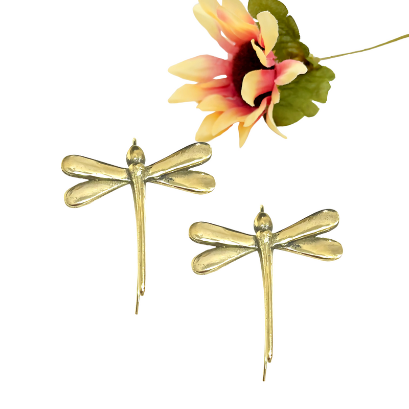 Gold-plated Dragonfly Drop Earrings