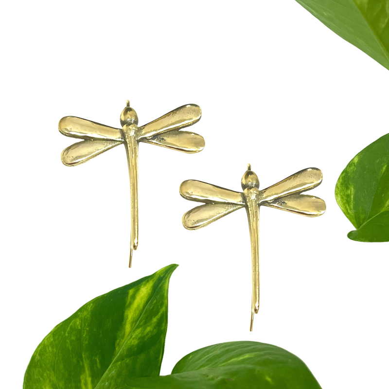 Gold-plated Dragonfly Drop Earrings