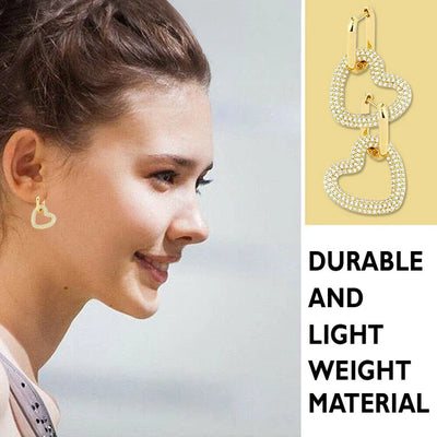 Brilliant Gold Diamond Heart Hoops Earrings