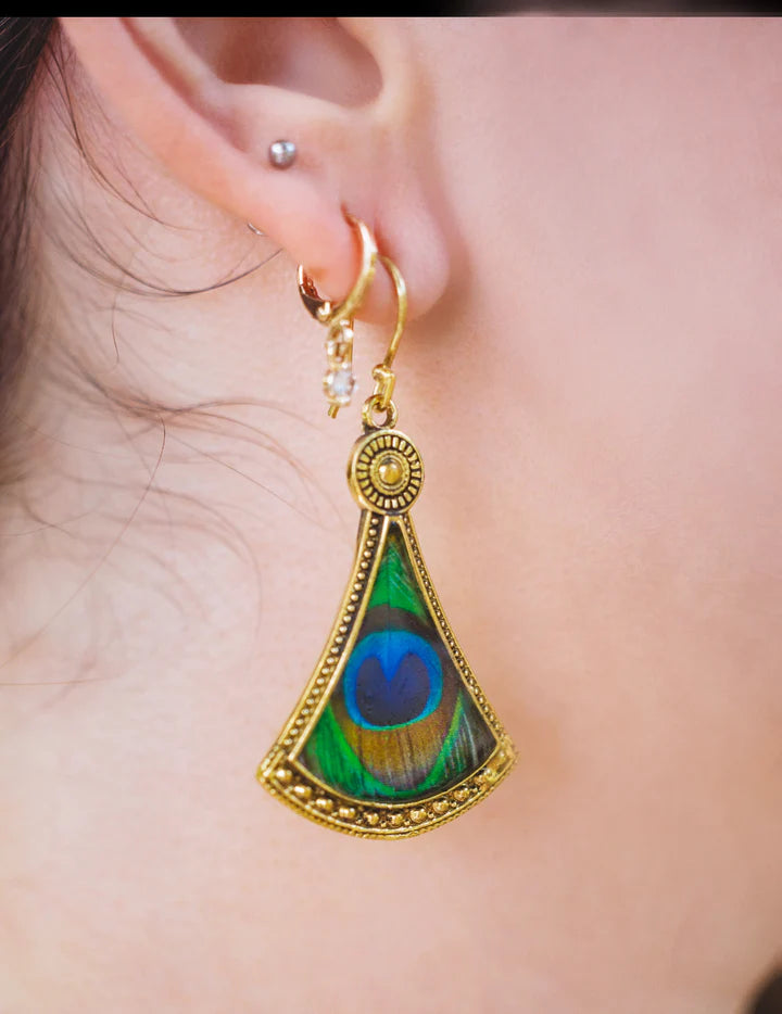 Gold Peacock Drop & Dangle Earrings