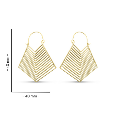 Modern brass gold hoop earrings with a bold yet elegant layered structure.