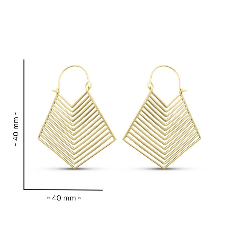 Modern brass gold hoop earrings with a bold yet elegant layered structure.