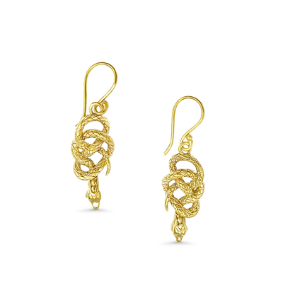 Gold Snake Earrings - Serpent Drop Dangle Statement Jewelry