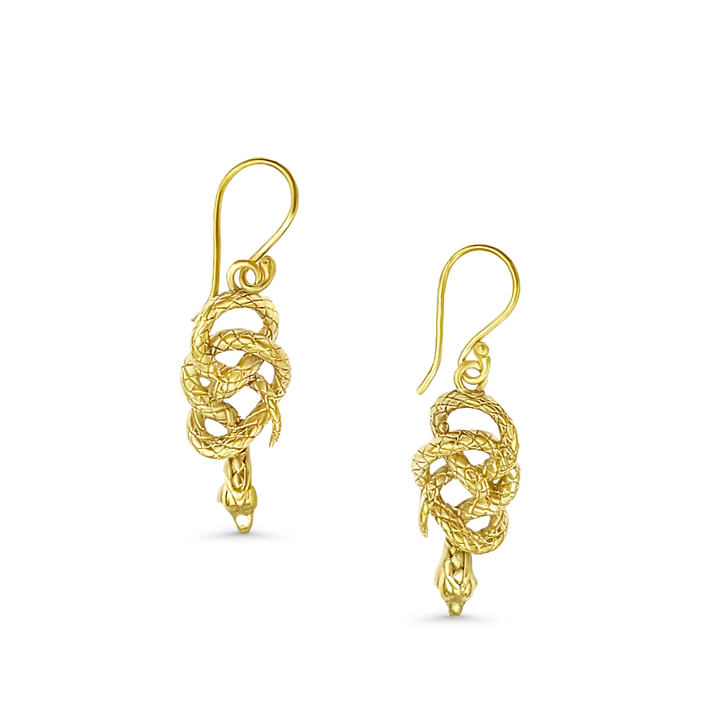 Gold Snake Earrings - Serpent Drop Dangle Statement Jewelry