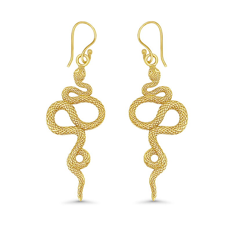 Hypoallergenic snake motif earrings with elegant gold detailing.