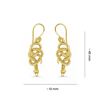 Gold Snake Earrings - Serpent Drop Dangle Statement Jewelry