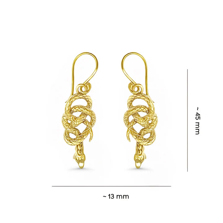 Gold Snake Earrings - Serpent Drop Dangle Statement Jewelry
