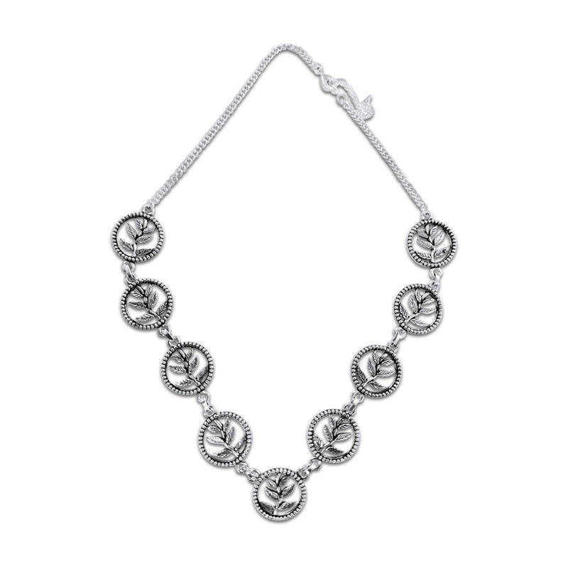 Chic Silver Round Leaves Choker Chain Necklace