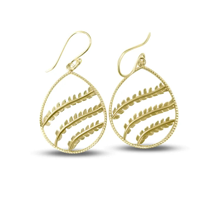 Gold Plated Oval Branch Dangle Drop Earrings