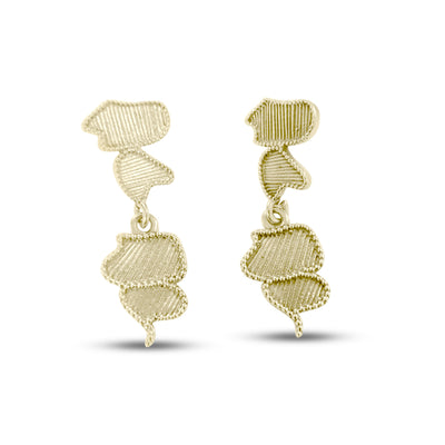 Gold Plated Asymmetrical Drop Stud Earrings