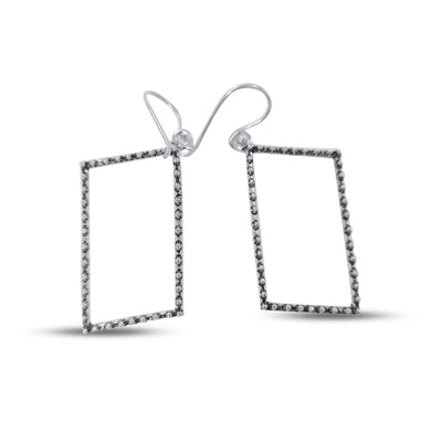 Silver Plated Rectangular Geometric Drop Earrings
