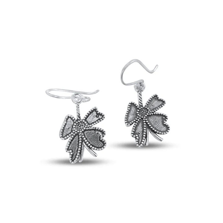 Vintage Open Flower Dangle & Drop Silver Plated Earrings