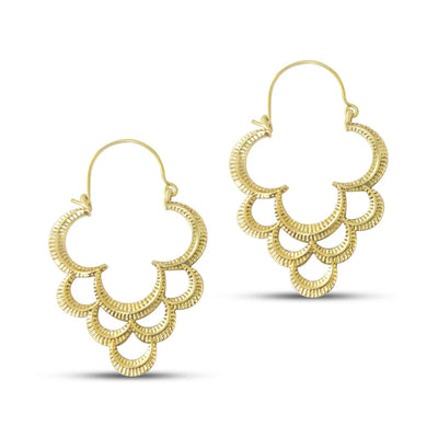 Rustic Gold Clover Handmade Hoop Earrings