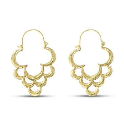 Rustic Gold Clover Handmade Hoop Earrings