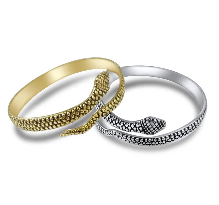 Snake Serpentine Silver Gold Design Cuff Bracelets