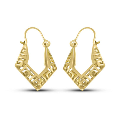 Gold Filled Greek Key Small Oval Hoop Earrings