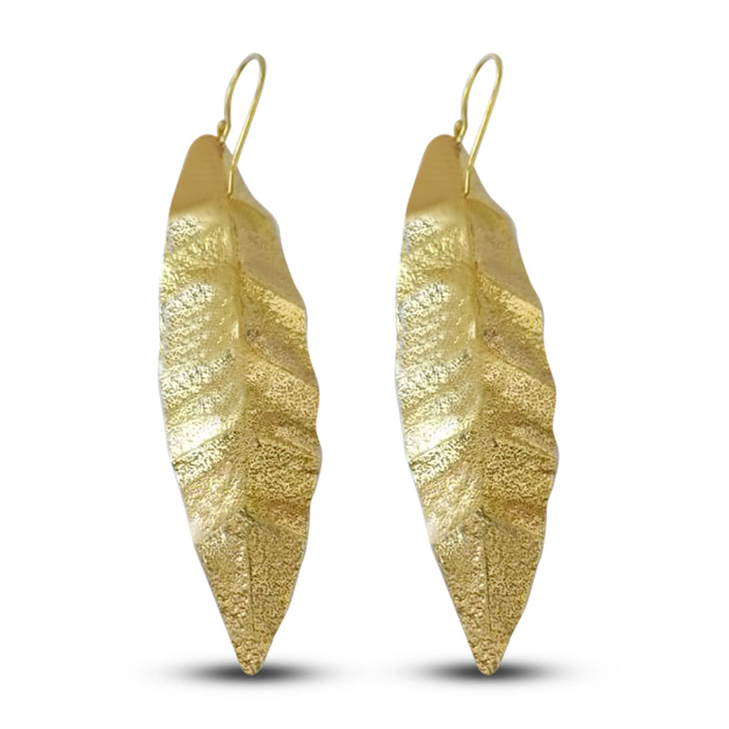 Laurel Gold Leaf Drop Statement Earrings
