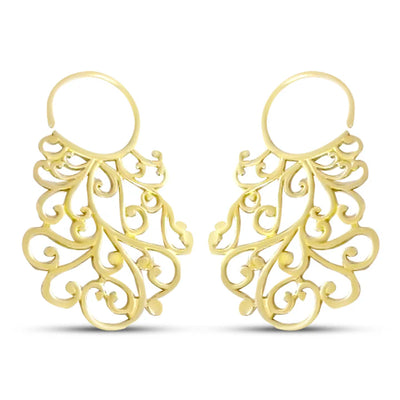 Floral Swirl Design Gold Plated Statement Earrings