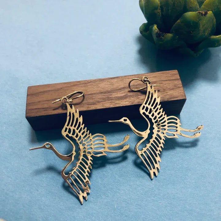 Gold Flying Bird Earrings