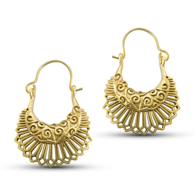 Small Gold Retro Geometry Semicircle Filigree Drop Earrings 1.5"