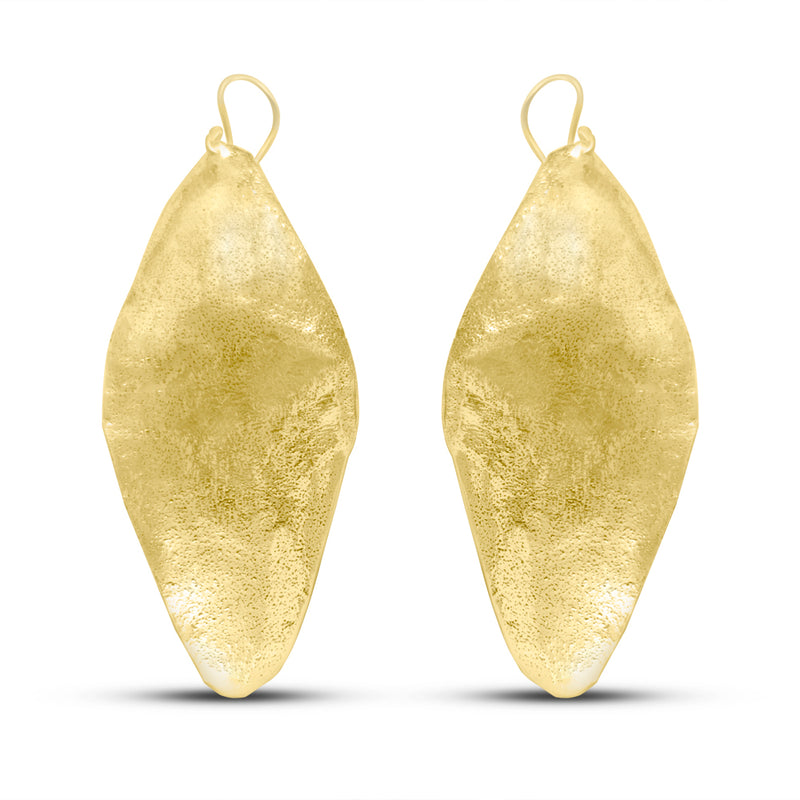 Long Gold Plated Fulani Leaf Drop Earrings
