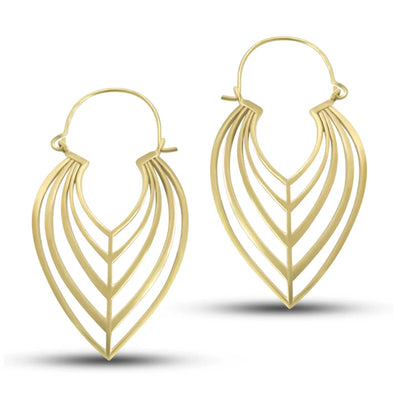 Bohemian Minimalist Gold Tone Leaf Earrings