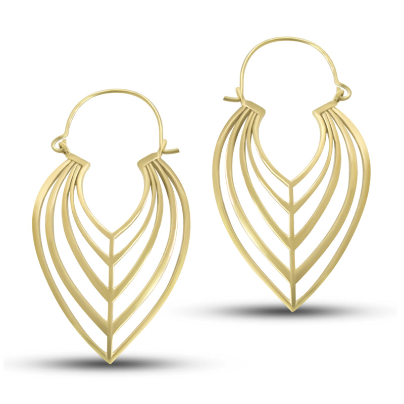 Lightweight Bohemian Gold Tone Leaf Earrings with a sleek, nature-inspired design, perfect for a stylish and effortless look.