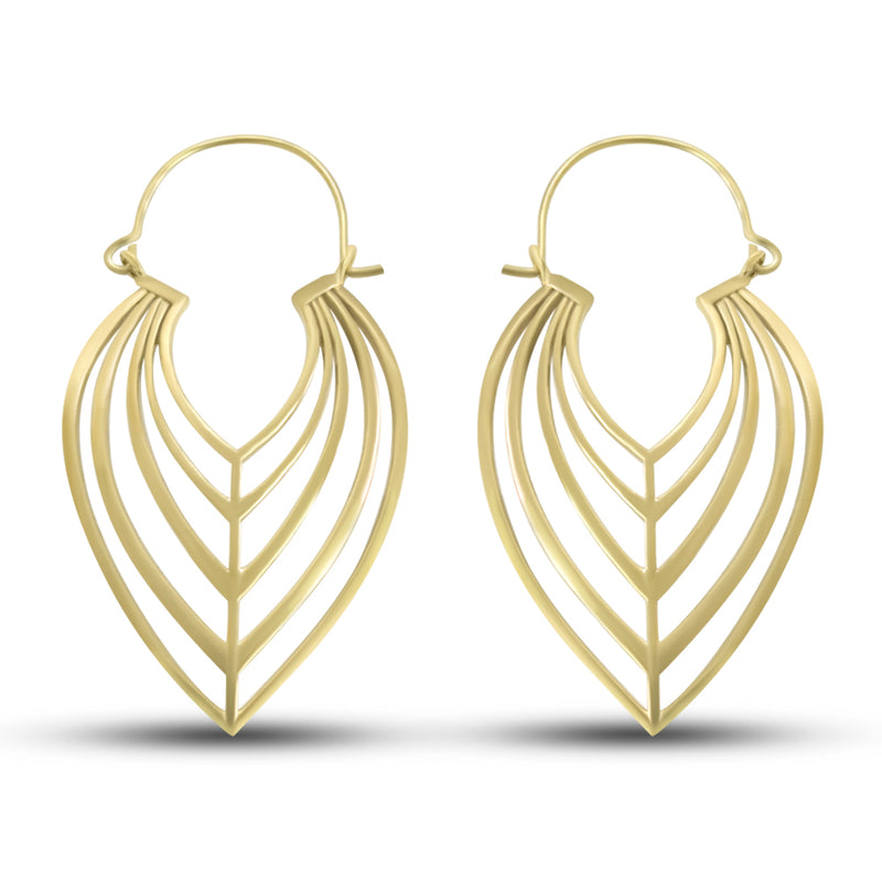 Bohemian Minimalist Gold Tone Leaf Earrings with delicate design, inspired by nature and crafted for effortless elegance.