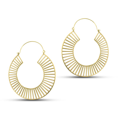 Extra Large Gold Plated Tracks Statement Hoop Earrings 3.5".