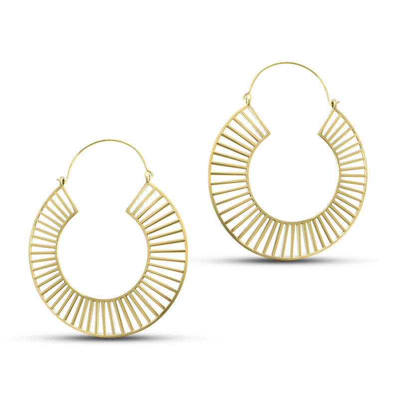 Extra Large Gold Plated Tracks Statement Hoop Earrings 3.5".