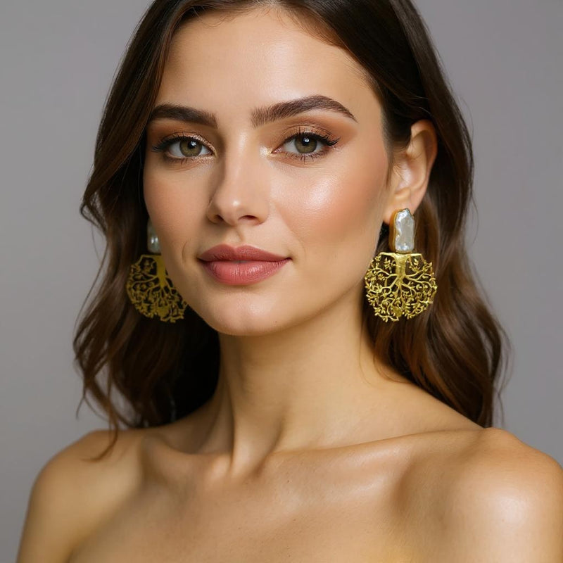 Baroque Pearl Tree Statement Studs