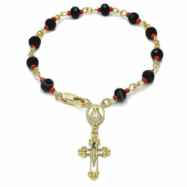 Black and Red Evil Eye Cross Rosary Bracelet