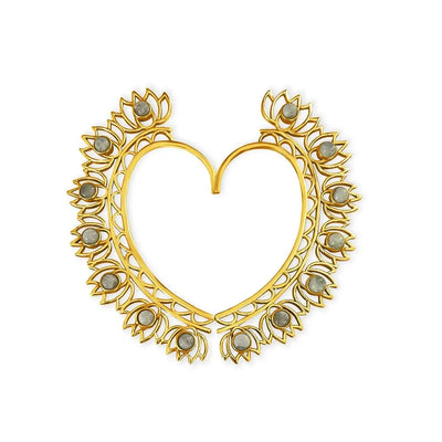 Elegant Gold & Gemstone Ear Cuff Set featuring lotus-inspired design and intricate detailing, perfect for modern and traditional looks.