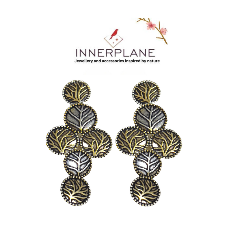Gold & Silver Leaf Statement Earrings