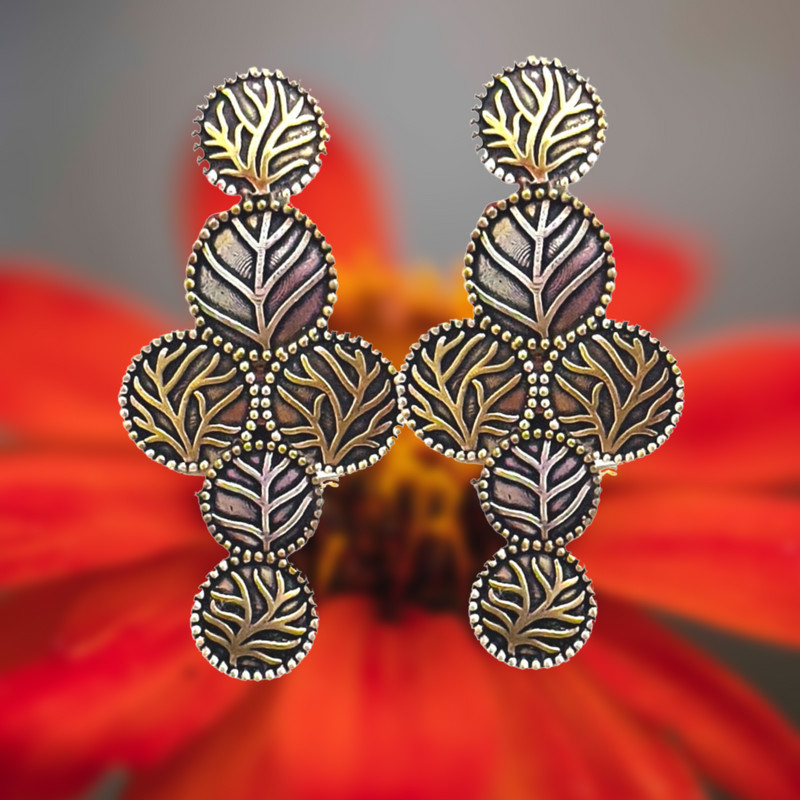 Gold & Silver Leaf Statement Earrings