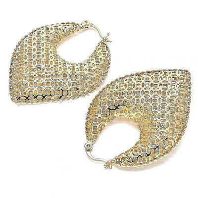 Gold Mesh Filigree Large Heart Hoops earrings